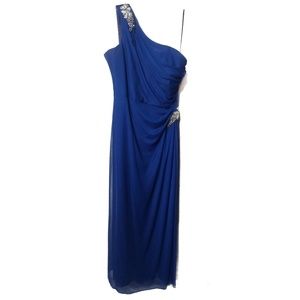 Royal Blue One-Shoulder Lined Prom Dress